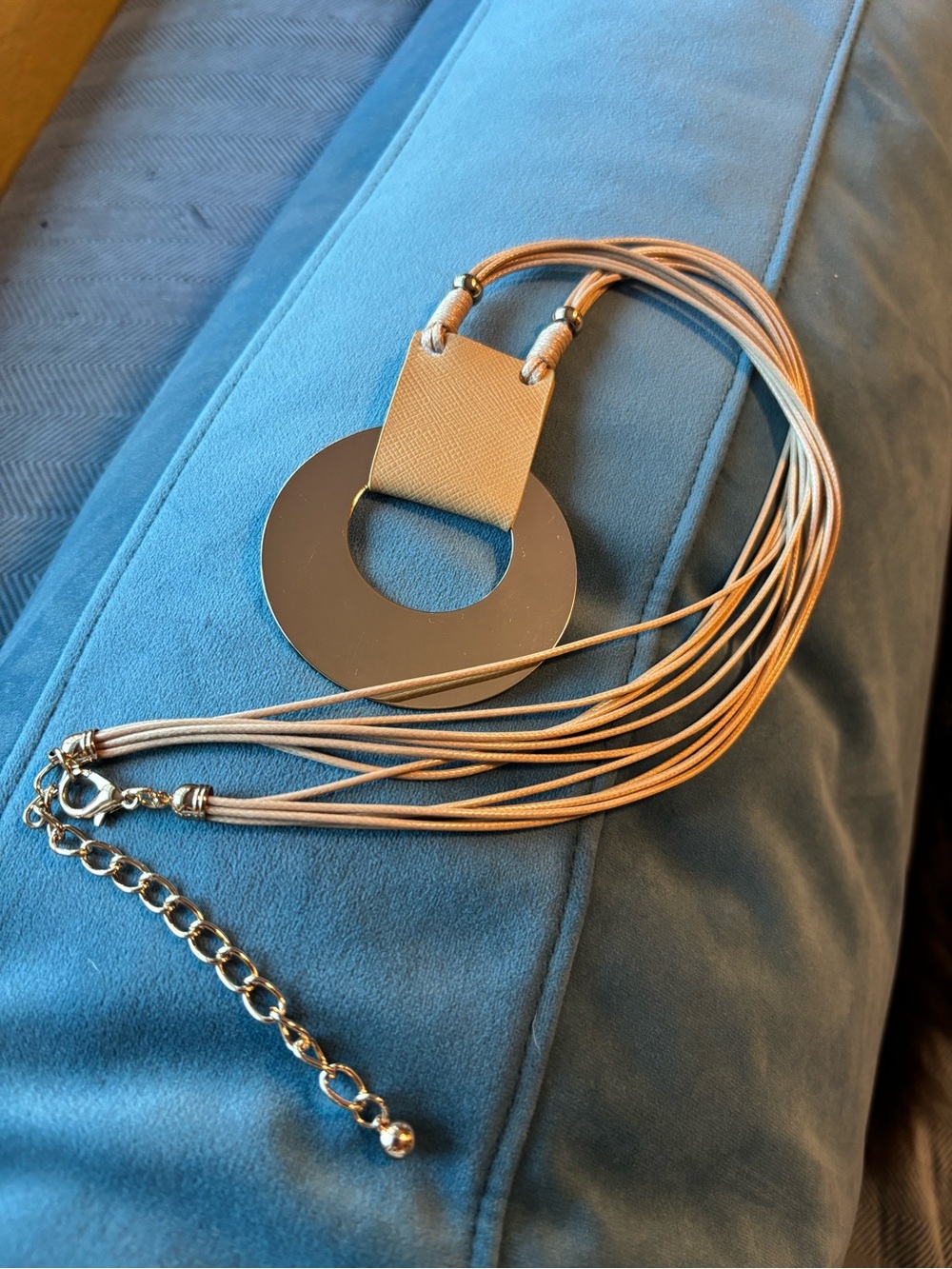 Beige Multi-Strand Circle Pendant Necklaces